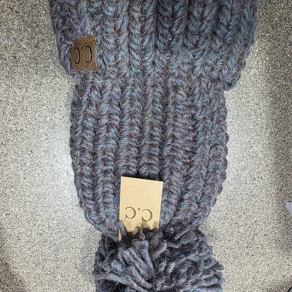 C.C Multicolor Knit Beanie with Pom